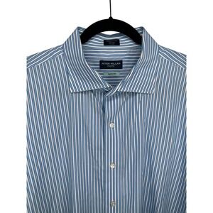 Peter Millar Collection Shirt Mens 2XL XXL Blue Striped Egyptian Cotton Spread